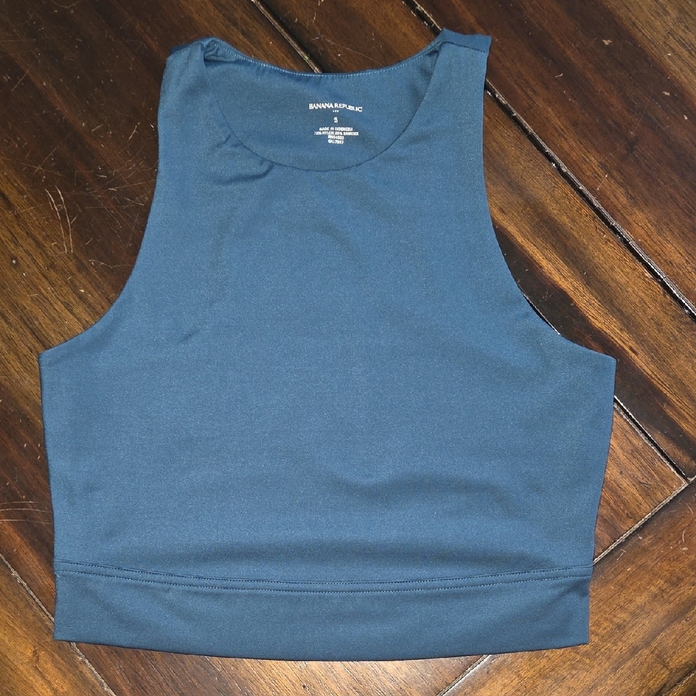 Banana Republic Blue Fitted Crop Tank Top